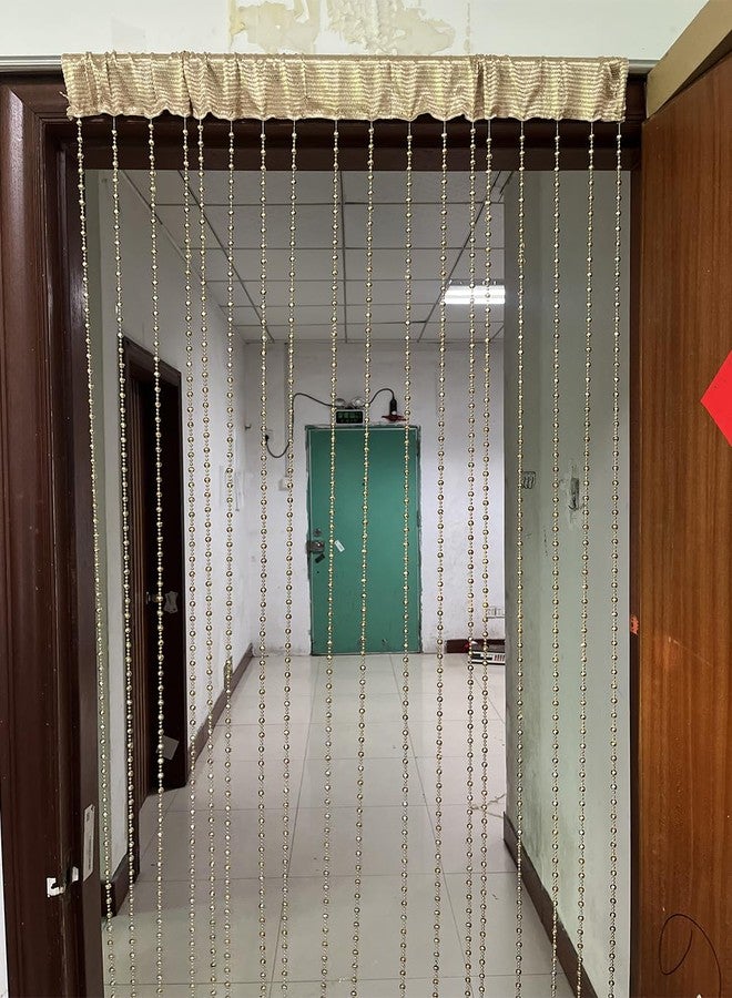 ZiDeTang ستائر أبواب مزينة بالخرز من زيدي تانغ، مقاس 100 سم × 195 سم، مطلية بطلاء لامع، مزينة بالماس، فاصلة للغرف، ستارة نافذة بشرابة (ذهبي) - Image 3